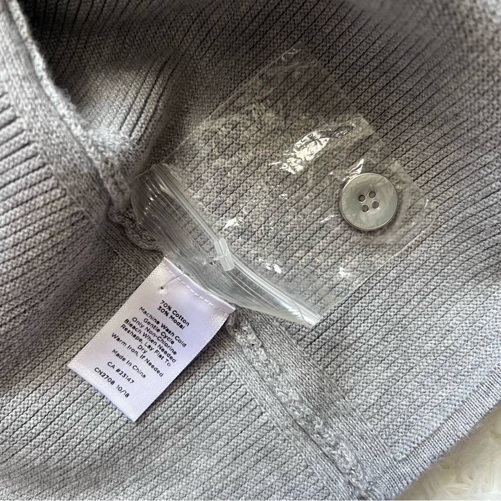 Talbots Plus Grey Ribbed Open Longline Cardigan Sweater - Picture 4 of 5